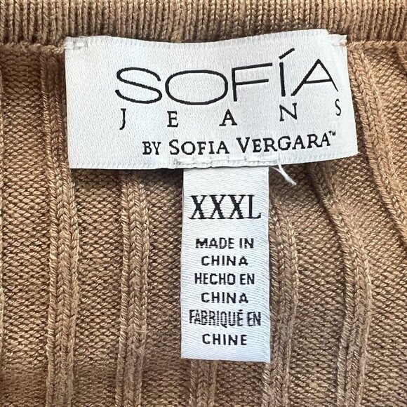 Sofia Vergara Dress Women's XXXL Tan Ribbed Midi Cut Out Back Opening 3X Plus - Picture 14 of 16